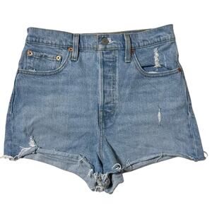 Levis 501 Original High Rise Cutoff Denim Jean Shorts Light Wash Size 28